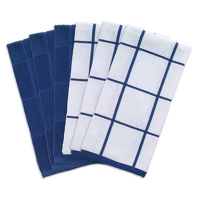 100% Cotton Kitchen Towels Dish Towels Set of 6 Buffalo Check Blue Towels  18x28