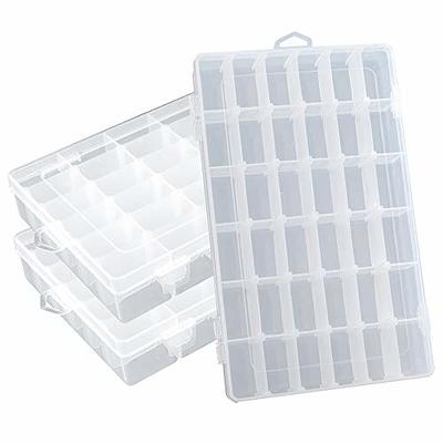 24 Removable Grid Compartment Clear Rectangle Plastic Storage Box, Jewelry  and Crafts Organizer Container with Adjustable Dividers（1 Pack）