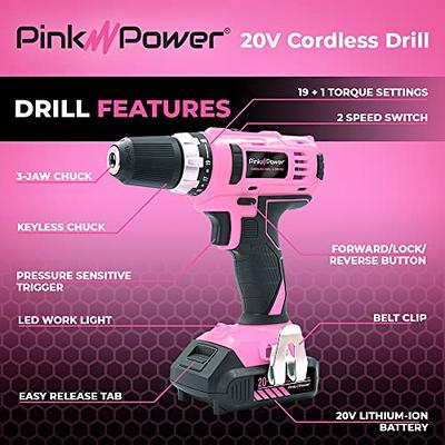 Cordless Drill Set, 20V Electric Power Brushless Drill with 2