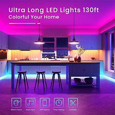 DAYBETTER Led Strip Lights 130ft (2 Rolls of 65.6ft) Color Changing Lights  Strip for Bedroom, Desk, Indoor Room Bedroom Valentine Decor, with Remote