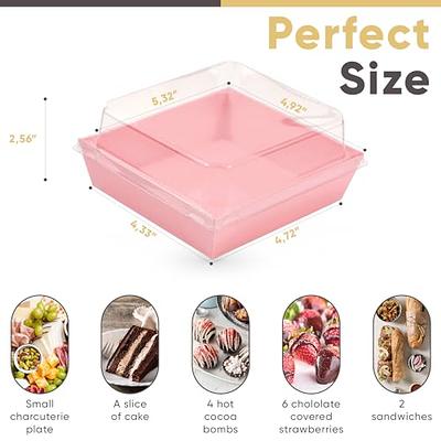 Cake Slice Container (50 Pack) - 1 Compartment Clear Plastic Trays