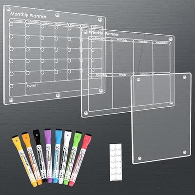 JJPRO Magnetic Chalkboard Monthly Calendar with neon Bright Liquid Chalk  Markers – Black Refrigerator Monthly Planning Board w/Bonus - Grocery List