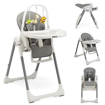 HOMCOM Foldable Baby High Chair Toddler Height Back Footrest