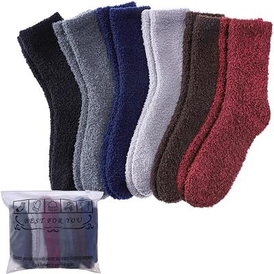 Womens Fuzzy Socks Winter Warm Slipper Socks 6 Pairs Cozy Soft Fleece  Fluffy Socks Non Slip Grip Plush Sleep Socks