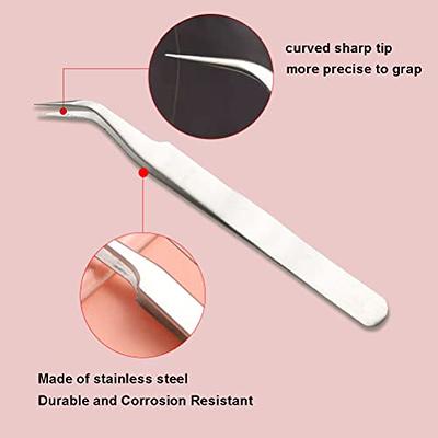 Craft Tweezers Crossing Lock Tweezers Stainless Steel Soft-Grip Tweezers  Reverse Grip Precision Tweezers for Craft Jewelry Beading Electronic