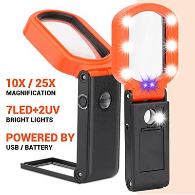 Magnifying Glass with Light, Double Glass Lens Handheld Illuminated  Magnifier Reading Magnifying Glass with for Seniors Read, Coins, Stamps,  Map, Inspection, Macular Degeneration - Yahoo Shopping