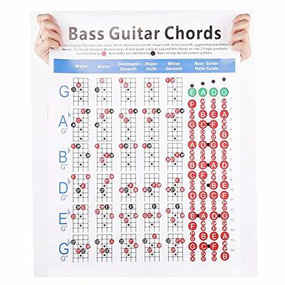  Mini Bass Guitar Chord Chart with 56 Chords - Laminated Bass  Guitar Chord Poster for Beginners and Musicians - Music Theory Poster -  Bass Guitar Accessories - 8.5 x 11 