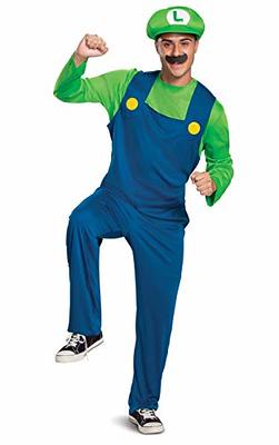 Luigi Costume, Official Nintendo Super Mario Bros Luigi Adult Costume with  Hat and Mustache, Mens Size XL (42-46) - Yahoo Shopping