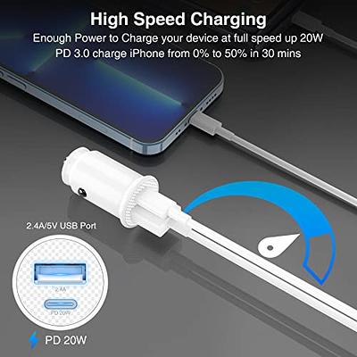 Dual Port Fast Car Charger with USB A and USB C for iPhone 13