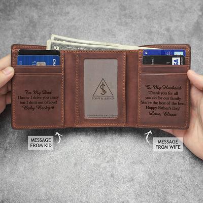 Engraved Genuine Leather Custom Wallet, Personalized Rfid Anniversary Gift  For Him, Husband, Boyfriend, Men, Father, Dad - Yahoo Shopping