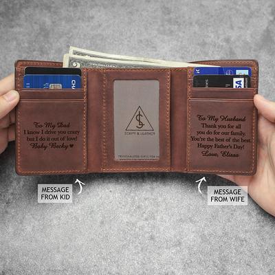 Personalized Men's Photo Wallet, Fathers Day Gift for Dad Initial Monogram  Name Wallet Custom Picture Leather Slim Bifold Wallet for Grandpa Husband