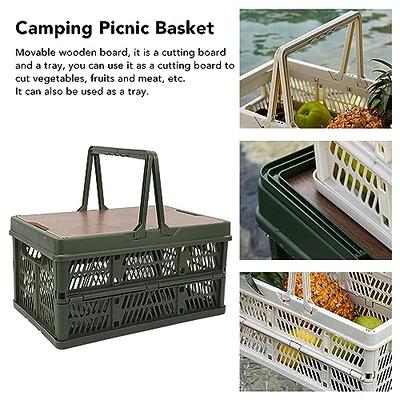9 Gallon Waterproof Picnic Basket with Carry Handle, Large Collapsible  Storage Box with Lid, Stackable Storage Container, Gray - Yahoo Shopping