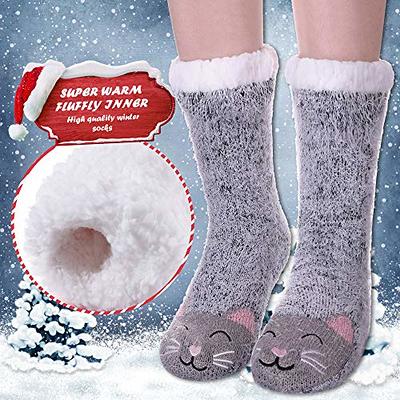 Womens Slipper Socks with Grippers Cozy Women Slipper Socks Fleece Lined Slipper  Socks for Women with Grippers 