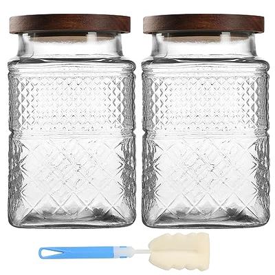 COCOYA 32 FL Oz Glass Jars with Bamboo Lid Set, 4Pack UPGRADE Thick Glass  Pantry Storage Canisters Kitchen Clear Food Containers, for Dry Foods Nut