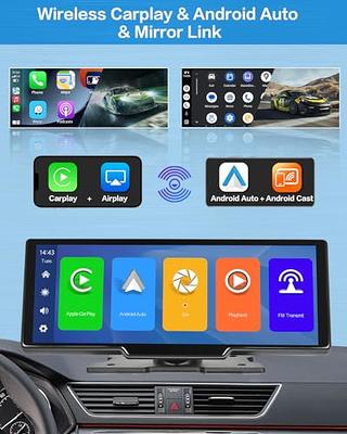 Portable Wireless Carplay& Android Auto Car Screen,10.26 Inch IPS  Touchscreen with 4K Dashcam and HD Back-up Camera Support