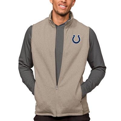 Men's Antigua Heathered Black Detroit Lions Course Full-Zip Vest