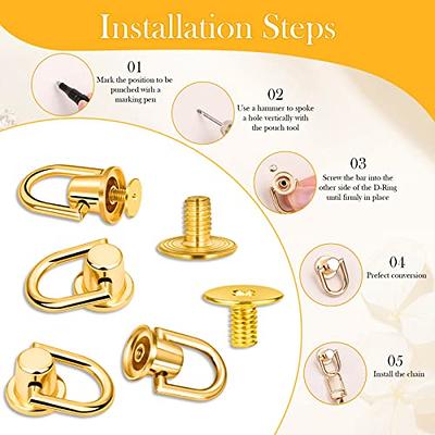 47 DIY Gold Shynek 2 Pieces Flat Chain Strap with D Ring Rivets