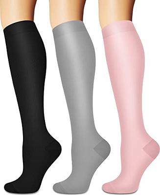 Diu Life 3 Pairs Plus Size Compression Socks for women & men Wide Calf  Extra Large Knee High Stockings for nurse sports fitness. XXL 3er-multi5