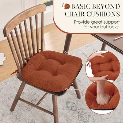 Basic Beyond Chair Cushions for Dining Chairs 4 Pack, Memory Foam Chair  Cushion with Ties and Non Slip Backing, 15.5 x 15.5 inches Tufted Chair  Pads for Dining Chairs(Rust) - Yahoo Shopping