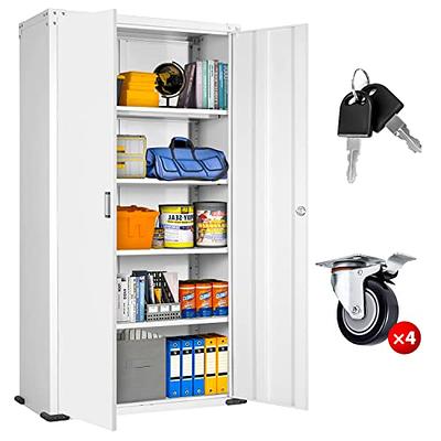 iDEKAI Metal Storage Cabinet with Locking Doors and Adjustable Shelves, 71  Tall Steel Storage Cabinets for Garage, Office, Home - Black