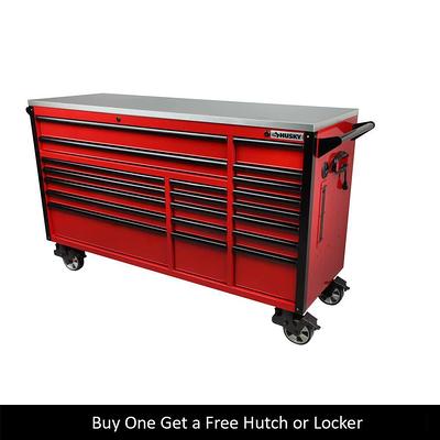 Husky 72 in. W x 24.6 in. D Professional Duty 20-Drawer Mobile Workbench Tool  Chest with Stainless Steel Top in Red, Gloss Red with Black Trim - Yahoo  Shopping