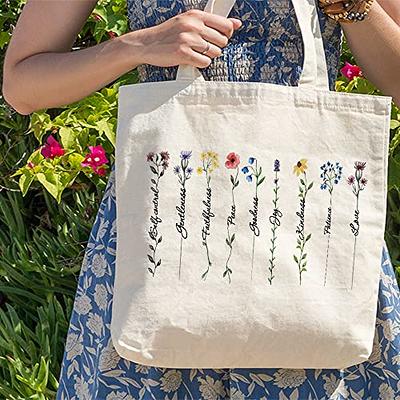 Floral Tote Bag Aesthetic, Moon Reusable Grocery Bag, Large Tarot