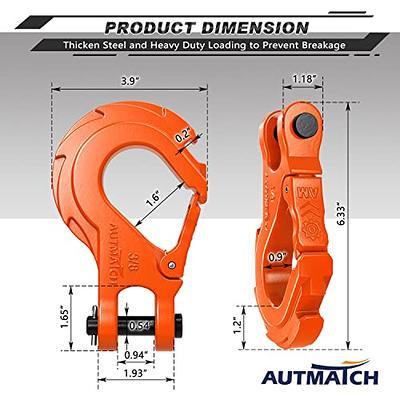 AUTMATCH Winch Hook 3/8 - Grade 70 Forged Steel Clevis Slip Hook with  Safety Latch & Winch Cable Hook Stopper, Max 39,600Lbs Work for Winch Rope