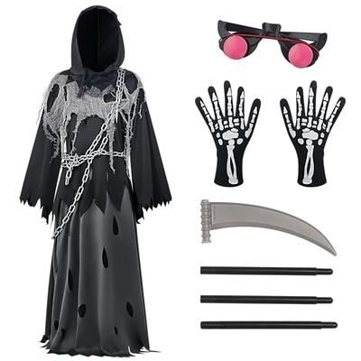 Kangaroo Halloween Scary Costume Grim Reaper Costume For Boys Kids Costume  With Glowing Red Eyes