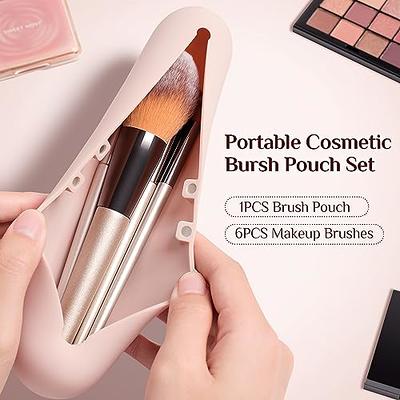 EasYoung Travel Makeup Brush Pouch Sets, 1PCS Magnetic Anti-Fall Out  Silicone Portable Cosmetic Brushes Holder + 6PCS Makeup Brushes - Yahoo  Shopping