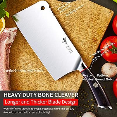 Cleaver Knife,Meat Cleaver, 7.5 Inch Handmade Forged Chinese Chef Knife  Stainless Steel Kitchen Knife Meat Cleaver Slicing Butcher Knife Bone  Chopping