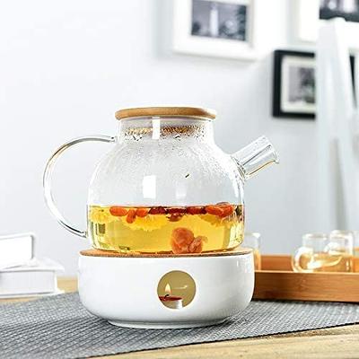 Ceramic Teapot Warmer, Teapot Warmer with Cork Surface, White Tea