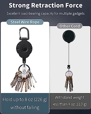  2 Pack Heavy Duty Metal Retractable Badge Holder Reel with  Belt Clip Key Ring and Waterproof Vertical Clear ID Card Holder + 2 Extra  Carabiner Key Chain Rings, 31 inches