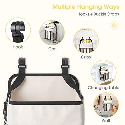 Baby Diaper Bags, Hanging Nursery Organizer Baby Shower Gifts for Infant  Newborn Store Diaper, Grey & White Oxford Large for boys girls 