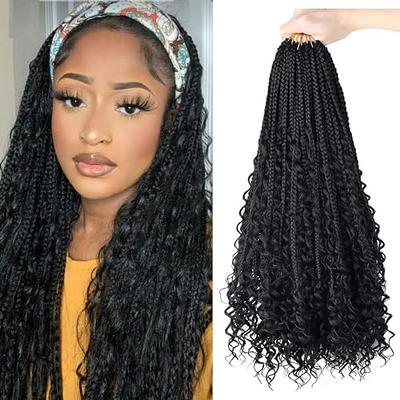 LMZIM 14 Inch Goddess Box Braids Crochet Hair Bohomian Crochet Box Braids  Curly Ends 8 Pack 3X Crochet Braids Synthetic Braiding Hair Extension Black  14 Inch 1B