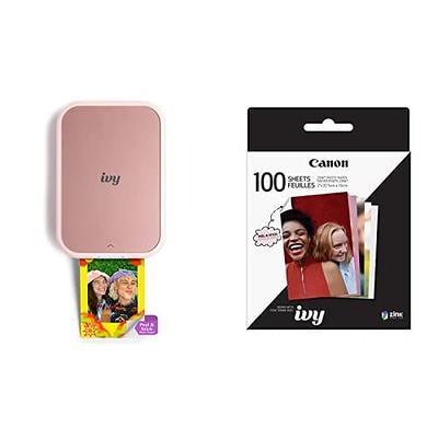 Canon Ivy 2 Mini Photo Printer, Print from Compatible iOS & Android  Devices, Sticky-Back Prints, Blush Pink & Ivy Zink Pre-Cut Circle Sticker  Paper, 20 Sheets & Zink Photo Paper Pack, 50