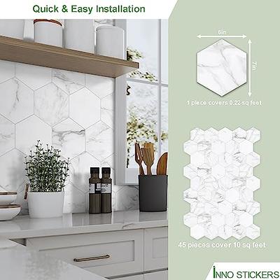 24 Sheets Peel and Stick Kitchen Backsplash Tile Stickers Self Adhesive  Stick on Subway Tile 6 x 6 Bathroom Splashback Water Heat Resistant 3D  Wall Tiles Glossy 