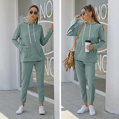 Sweat Suits for Womens Two Piece Outfits Hoodie and Pants Set Sage Green 2X  - Yahoo Shopping