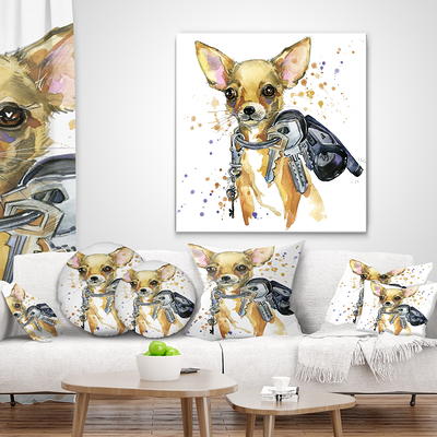 Corgi Dog Original Art Decorative Pillow, Abstract Throw Pillow