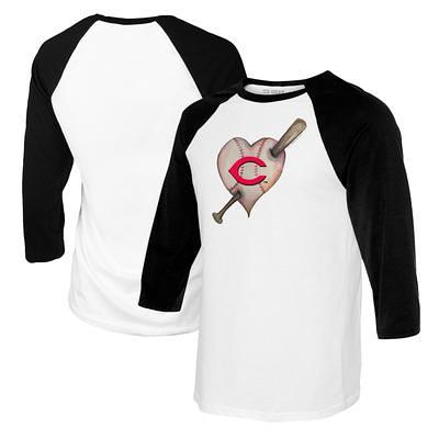 Boston Red Sox Tiny Turnip Women's Peace Love Baseball 3/4-Sleeve Raglan T- Shirt - White/Red