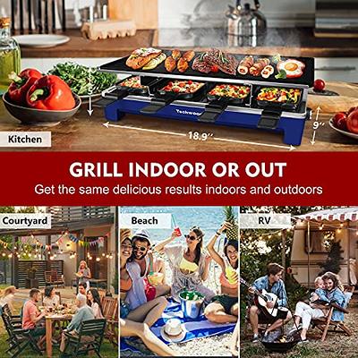 Raclette Grill, Techwood Electric Table Indoor Grill Korean BBQ Grill, Removable  2-in-1 Non-Stick Grill Plate, 1500W Fast Heating with 8 Cheese Melt Pans,  Ideal for Parties and Family Fun (Blue) - Yahoo