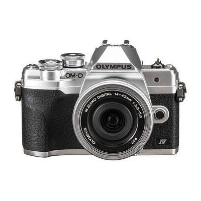 Olympus OM-D E-M10 Mark IV Mirrorless Camera, Silver with 14-42mm II R Lens  V207130SU000 L1