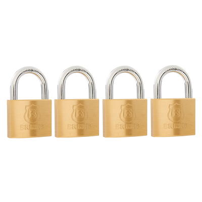 Brinks, Solid Brass 40mm Keyed Padlock with 7/8in Shackle, 4 Pack