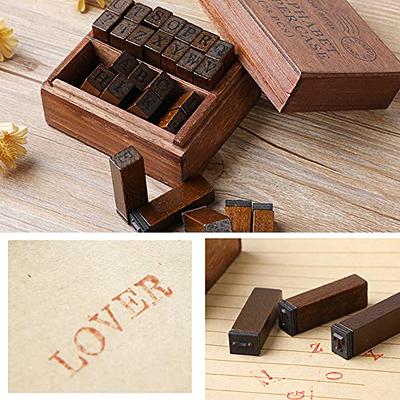 28Pcs/1 Set Wooden Alphabet Stamps Vintage Rubber Head Letter