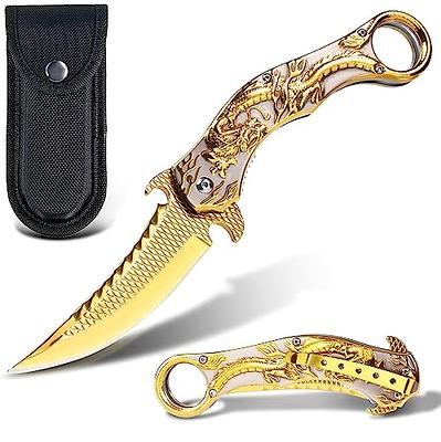 Engraved Skull Knife, Folder Knife, Belt Clip Knife 