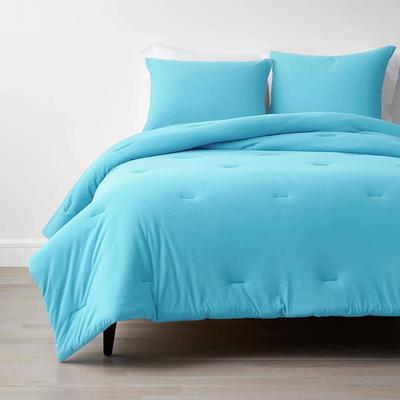 Classic Easy-Care Jersey Knit Waterproof Fitted Bed Sheet - Blue, Size Full, Cotton | The Company Store
