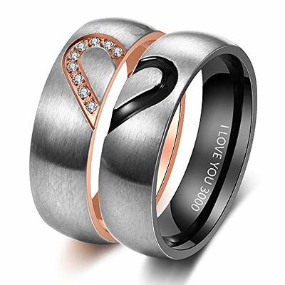Black Her King Ring Stainless Steel Wedding Band Rings Couples Birthday Valentines Gifts for Boyfriend and Girlfriend (Black King Size 12), Men's