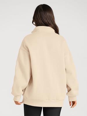 Womens Oversized Half Zip Pullover Long Sleeve Sweatshirt Quarter
