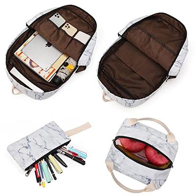 School Backpacks for Teen Girls Lightweight Canvas Bookbags Set with Lunch  Bag & Pencil Case