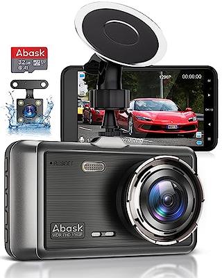 AutoSky Dash Cam Front and Rear - Dash Camera for Cars Mini Dash Cam Full HD with 32GB Memory Card, 3 inch IPS Screen, Accident Lock, Loop Recording