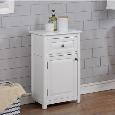 Slim Bathroom Storage Cabinet With Drawers, White